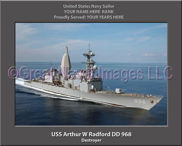 USS Arthur W Radford DD 968 Personalized Photo on Canvas