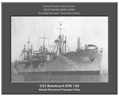 USS Botetourt APA 136 Personalized Navy Ship Photo