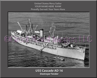 USS Cascade AD 16 Personalized ship Photo