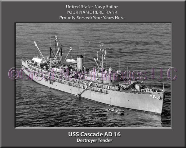 USS Cascade AD 16 Personalized ship Photo