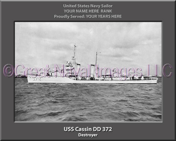 USS Cassin DD 372 Personalized Navy Ship Photo