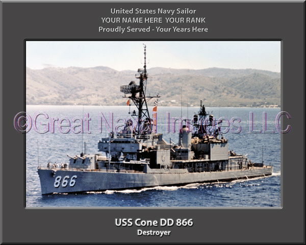 USS Cone DD 866 Personalized ship Photo