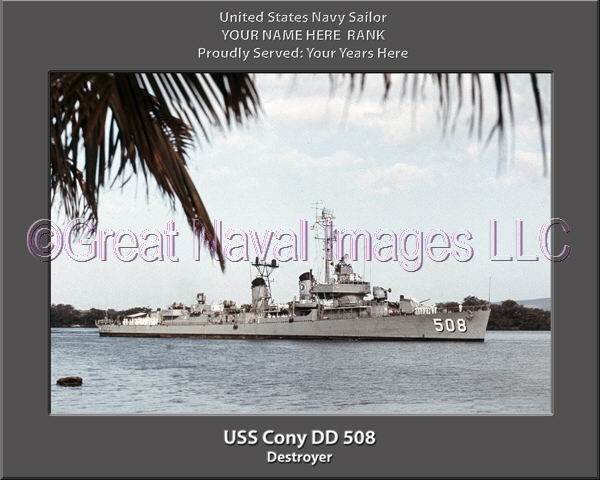 USS Cony DD 508 Personalized ship Photo