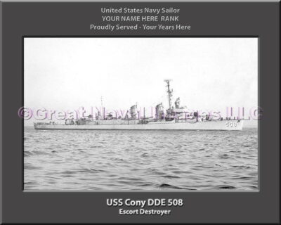 USS Cony DDE 508 Personalized ship Photo
