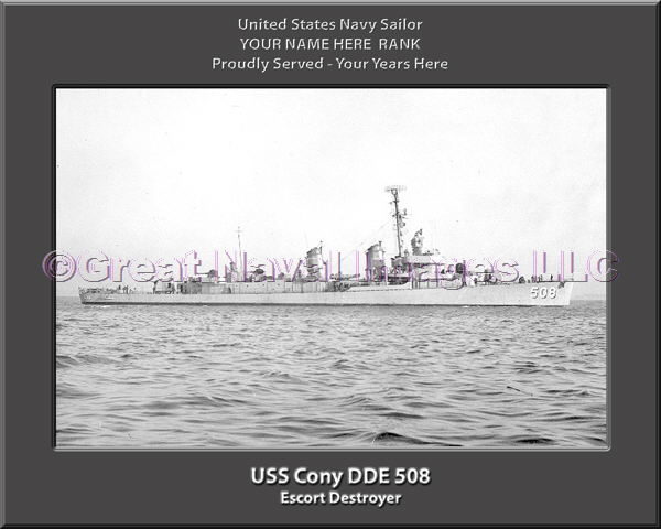 USS Cony DDE 508 Personalized ship Photo