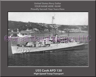 USS Cook APD 130 Personalized ship Photo