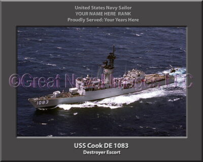 USS Cook DE 1083 Personalized ship Photo