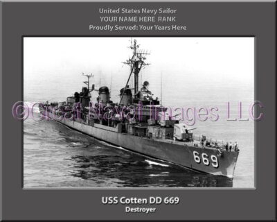 USS Cotten DD 669 Personalized ship Photo