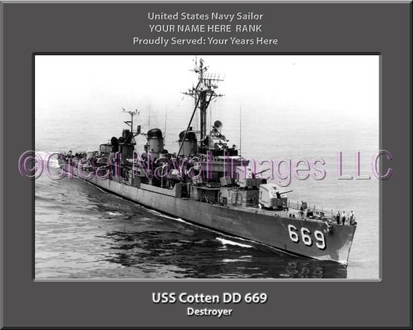 USS Cotten DD 669 Personalized ship Photo