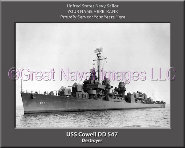 USS Cowell DD 547 Personalized ship Photo