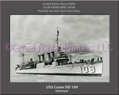 USS Crane DD 109 Personalized ship Photo