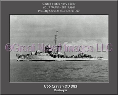 USS Craven DD 382 Personalized ship Photo
