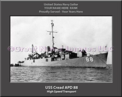 USS Cread APD 88 Personalized ship Photo
