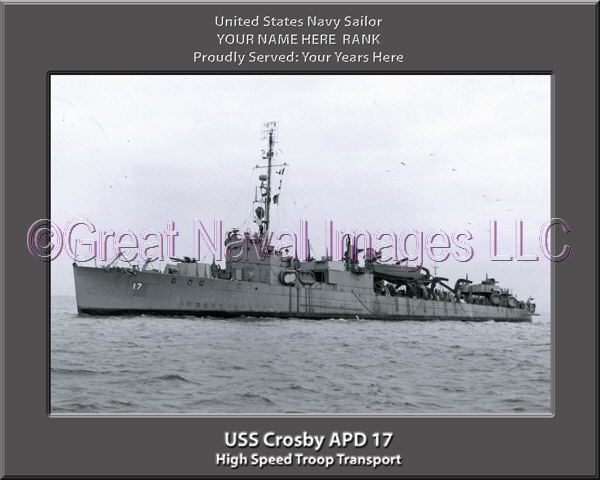 USS Crosby APD 17 Personalized ship Photo