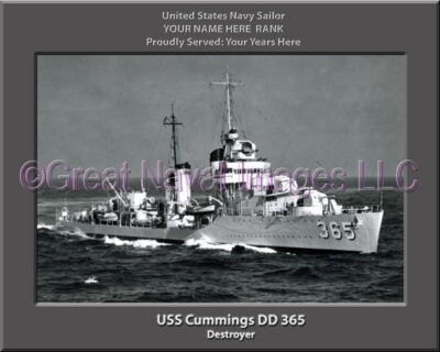 USS Cummings DD 365 Personalized ship Photo