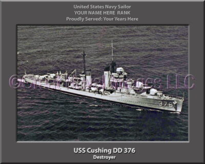 USS Cushing DD 376 Personalized ship Photo