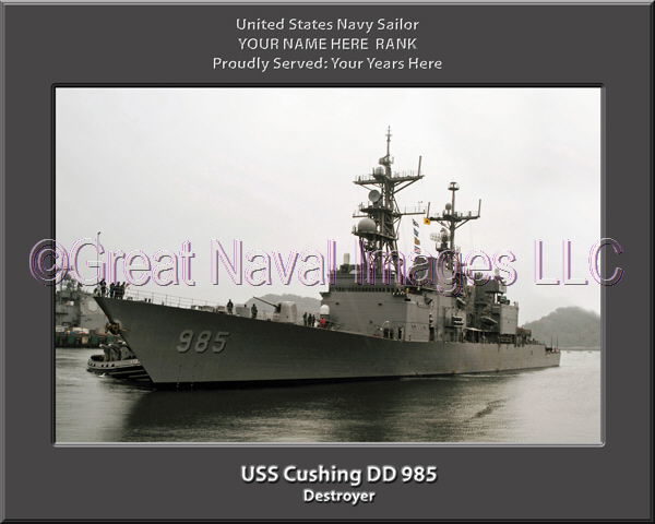 USS Cushing DD 985 Personalized ship Photo
