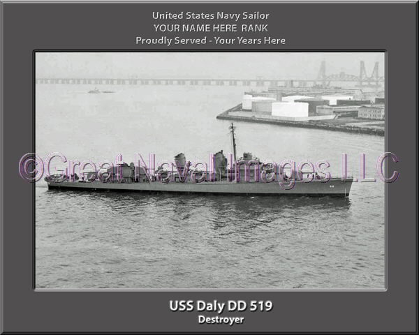 USS Daly DD 519 Personalized Navy Ship Photo