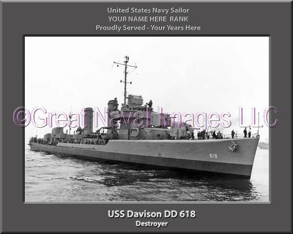 USS Davison DD 618 Personalized Navy Ship Photo