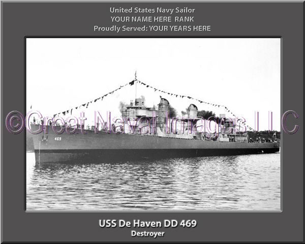 USS De Haven DD 469 Personalized Navy Ship Photo