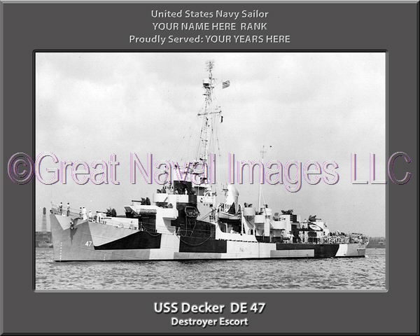 USS Decker DE 47 Personalized Navy Ship Photo