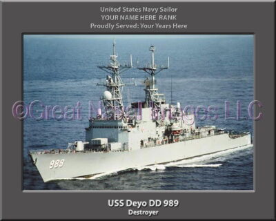 USS Deyo DD 989 Personalized Navy Ship Photo
