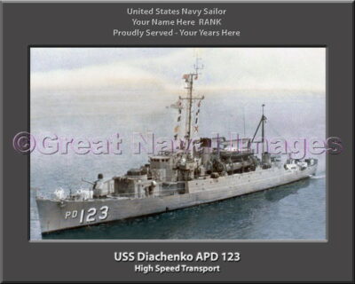 USS Diachenko APD 123 Personalized ship Photo