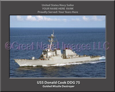 USS Donald Cook DDG 75 Personalized Navy Ship Photo