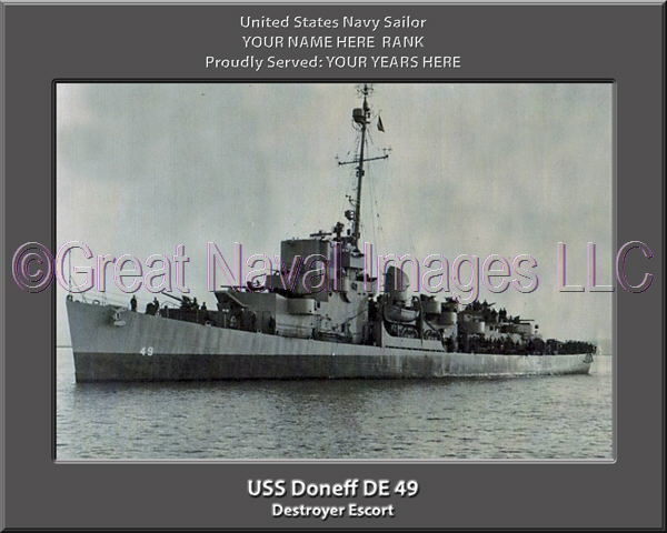 USS Doneff DE 49 Personalized Navy Ship Photo