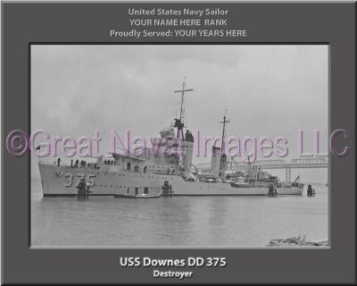 USS Downes DD 375 Personalized Navy Ship Photo