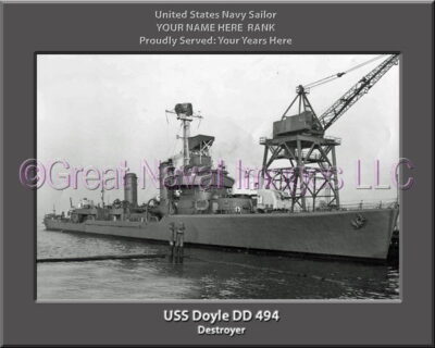 USS Doyle DD 494 Personalized Navy Ship Photo