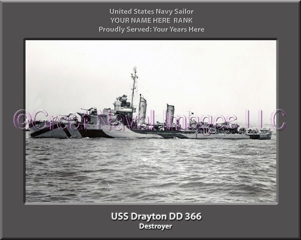 USS Drayton DD 366 Personalized Navy Ship Photo