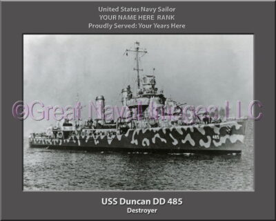 USS Duncan DD 485 Personalized Navy Ship Photo