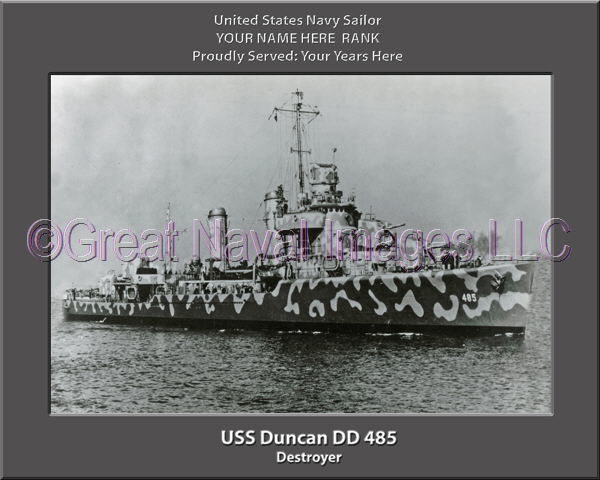 USS Duncan DD 485 Personalized Navy Ship Photo