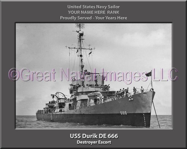 USS Durik DE 666 Personalized Navy Ship Photo