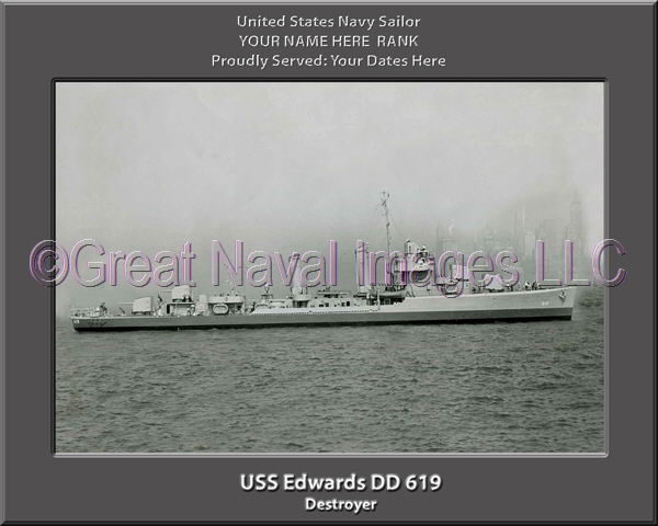 USS Edwards DD 619 Personalized Navy Ship Photo