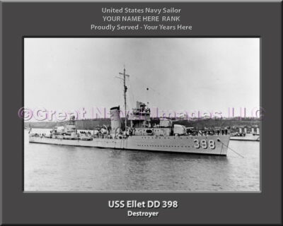 USS Ellet DD 398 Personalized Navy Ship Photo