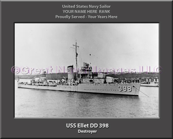 USS Ellet DD 398 Personalized Navy Ship Photo