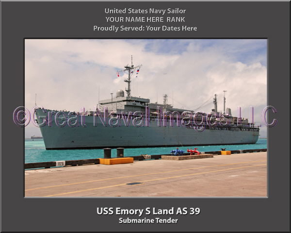USS Emory S Land AS 39 Personalized ship Photo