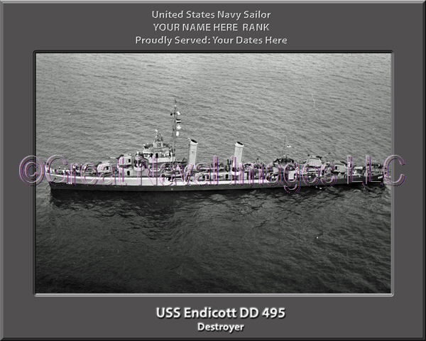 USS Endicott DD 495 Personalized Navy Ship Photo