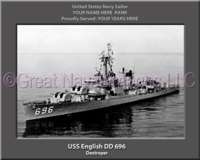 USS English DD 696 Personalized Navy Ship Photo