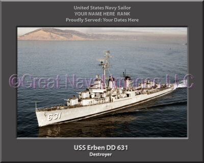 USS Erben DD 631 Personalized Navy Ship Photo