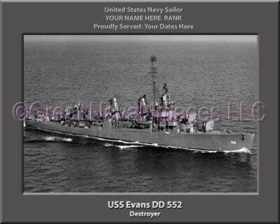 USS Evans DD 552 Personalized Navy Ship Photo
