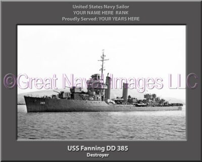 USS Fanning DD 385 Personalized Navy Ship Photo