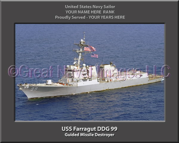 USS Farragut DDG 99 Personalized Navy Ship Photo
