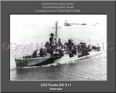 USS Foote DD 511 Personalized Navy Ship Photo