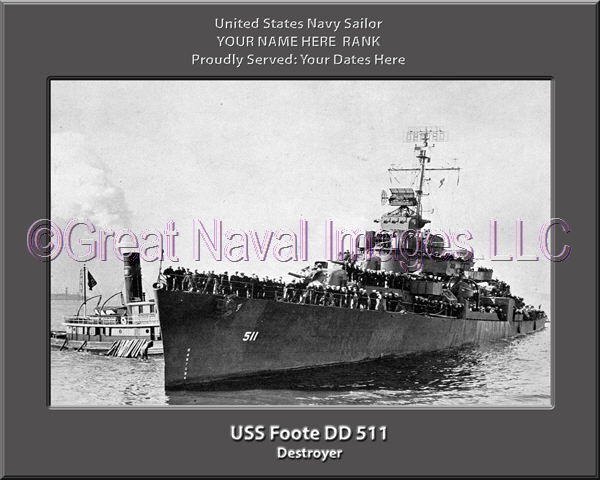 USS Foote DD 511 Personalized Navy Ship Photo