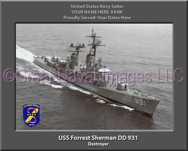 USS Forrest Sherman DD 931 Personalized Navy Ship Photo
