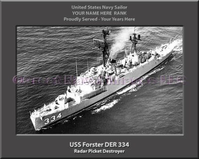USS Forster DER 334 Personalized Navy Ship Photo