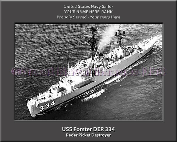 USS Forster DER 334 Personalized Navy Ship Photo